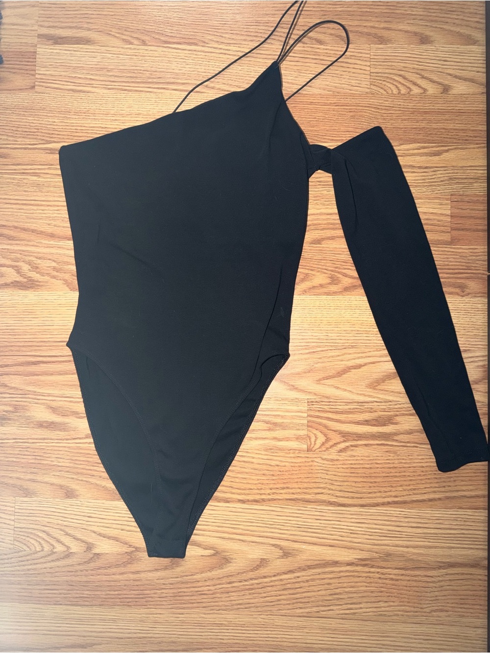 ZARA One-Shoulder Black Bodysuit with Long Sleeve